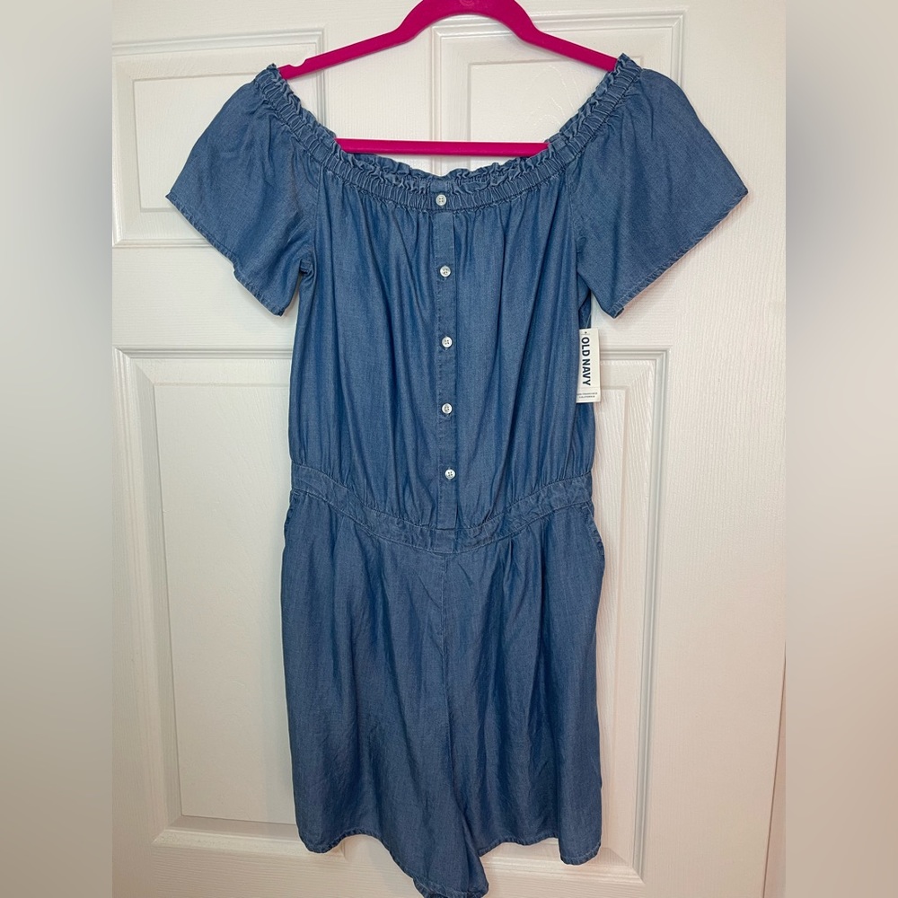 Denim off the Shoulder Romper